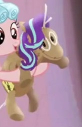 Size: 164x254 | Tagged: safe, derpibooru import, screencap, cozy glow, starlight glimmer, pegasus, pony, frenemies (episode), cropped, doll, female, filly, toy