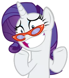 Size: 2494x2791 | Tagged: safe, artist:sketchmcreations, derpibooru import, rarity, pony, unicorn, she's all yak, awkward smile, female, mare, rarity's glasses, shrug, simple background, smiling, solo, transparent background, vector