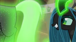 Size: 1920x1080 | Tagged: butt, changeling, changeling queen, derpibooru import, eyes on the prize, female, frenemies (episode), glowing horn, horn, lord tirek, magic, magic aura, male, out of context, plot, queen chrysalis, safe, screencap, telekinesis, tirump, you know for kids