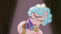 Size: 1920x1080 | Tagged: safe, derpibooru import, screencap, cozy glow, starlight glimmer, pegasus, pony, frenemies (episode), doll, eyes closed, female, filly, foal, solo, toy