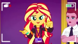 Size: 919x517 | Tagged: safe, derpibooru import, sunset shimmer, equestria girls, equestria girls series, how to backstage, spoiler:eqg series (season 2), security guard