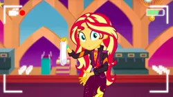 Size: 919x517 | Tagged: safe, derpibooru import, sunset shimmer, equestria girls, equestria girls series, how to backstage, spoiler:eqg series (season 2), clothes, socks, solo