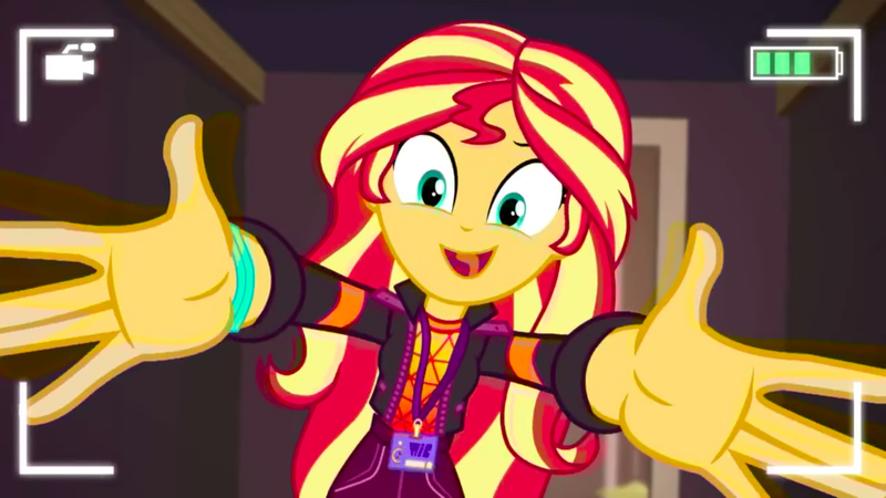 Size: 919x517 | Tagged: safe, derpibooru import, sunset shimmer, equestria girls, equestria girls series, how to backstage, spoiler:eqg series (season 2), arms wide open, outstretched arms