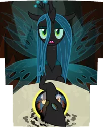 Size: 2196x2704 | Tagged: changeling, changeling queen, composite screencap, crown, crystal ball, derpibooru import, edit, edited screencap, evil lair, fangs, female, frenemies (episode), grogar, grogar's lair, grogar's orb, interrupted, jewelry, lair, magic, male, panorama, queen chrysalis, ram, regalia, safe, screencap, sheep, wings