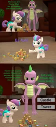 Size: 1920x4320 | Tagged: safe, artist:papadragon69, derpibooru import, princess flurry heart, spike, alicorn, dragon, pony, comic:spike's cyosa, 3d, blocks, choice, comic, crystal empire, cyoa, diaper, older, older spike, source filmmaker, teenage spike, teenager, winged spike