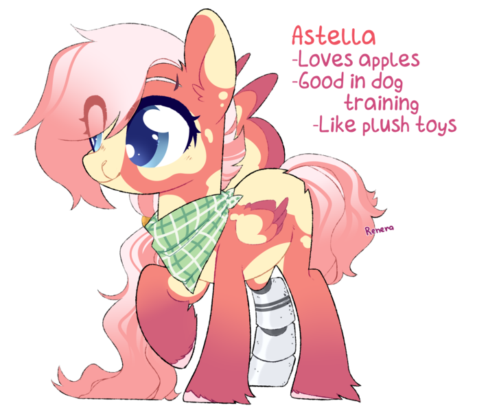 Size: 2907x2452 | Tagged: safe, artist:amelia007yt, derpibooru import, oc, oc:astella, unofficial characters only, cyborg, pegasus, pony, amputee, bandana, blank flank, blaze (coat marking), congenital amputee, eyebrow piercing, female, mare, pale belly, piercing, prosthetic limb, prosthetics, raised hoof, simple background, solo, transparent background, unshorn fetlocks