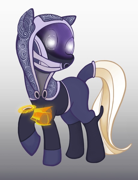 Size: 1972x2574 | Tagged: safe, artist:rhase, derpibooru import, ponified, alien, pony, quarian, mass effect, omni-tool, solo, tali'zorah vas normandy