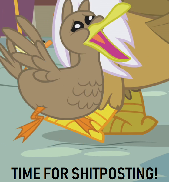 Size: 664x714 | Tagged: beak, bird, cropped, derpibooru import, duck, edit, edited screencap, gilda, griffon the brush off, op, open beak, open mouth, safe, scared, screencap, vulgar