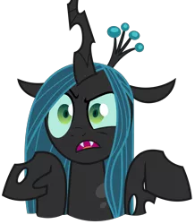 Size: 2622x3003 | Tagged: air quotes, annoyed, artist:sketchmcreations, changeling, changeling queen, derpibooru import, female, frenemies (episode), open mouth, queen chrysalis, safe, simple background, transparent background, vector