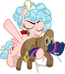 Size: 4290x4841 | Tagged: safe, artist:frownfactory, derpibooru import, cozy glow, pegasus, pony, frenemies (episode), .svg available, dancing, eyes closed, female, filly, flower, flying, plushie, rose, simple background, solo, svg, transparent background, vector, wings