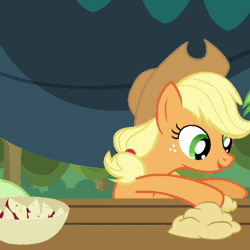 Size: 450x450 | Tagged: animated, apple family reunion, apple fritter (food), applejack, assembly line, derpibooru import, dexterous hooves, dough, food, safe