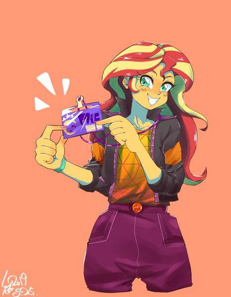 Size: 776x1000 | Tagged: safe, artist:sozglitch, derpibooru import, sunset shimmer, equestria girls, equestria girls series, how to backstage, spoiler:eqg series (season 2), clothes, female, geode of empathy, jacket, leather jacket, magical geodes, solo
