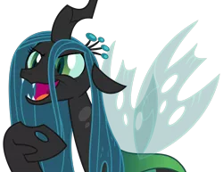 Size: 4381x3375 | Tagged: artist:sketchmcreations, changeling, changeling queen, derpibooru import, female, frenemies (episode), open mouth, queen chrysalis, raised hoof, safe, simple background, solo, transparent background, vector