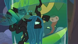 Size: 1920x1080 | Tagged: changeling, changeling queen, cocoon, derpibooru import, duo, female, frenemies (episode), male, ophiotaurus, queen chrysalis, safe, screencap, you know for kids