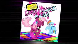 Size: 854x480 | Tagged: safe, artist:poowis, derpibooru import, cheerilee, rainbow dash, pony, 70's fashion, album cover, andy feelin, confused, dance floor, dancing, disco, eyes closed, last dance dash