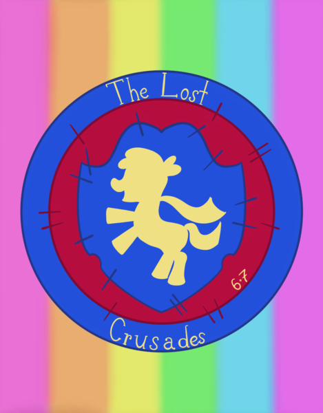 Size: 954x1220 | Tagged: safe, artist:sixes&sevens, derpibooru import, pony, fanfic, cutie mark crusaders patch, fanfic art, fanfic cover, rainbow