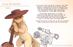 Size: 1280x824 | Tagged: safe, artist:icychamber, derpibooru import, applejack, earth pony, pony, applejack's hat, camera, cowboy hat, guitar, hat, musical instrument, simple background, sitting, solo, text, video camera, white background