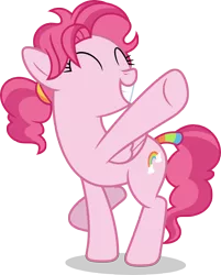 Size: 5000x6234 | Tagged: safe, artist:luckreza8, derpibooru import, bifröst, pegasus, pony, she's all yak, .svg available, background pony, cute, dancing, diabifröst, eyes closed, female, friendship student, mare, ponytail, raised hoof, simple background, solo, tail wrap, transparent background, vector