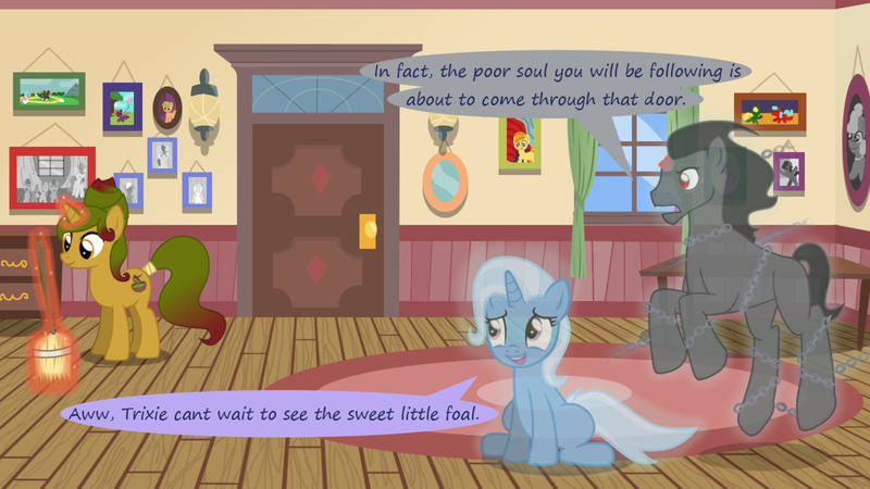 Size: 1280x720 | Tagged: safe, artist:evil-dec0y, derpibooru import, king sombra, trixie, pony, comic:trixie vs., comic:trixie vs. hearth's warming, comic