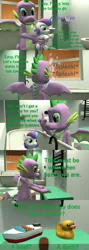 Size: 1920x5400 | Tagged: safe, artist:papadragon69, derpibooru import, princess flurry heart, spike, alicorn, bird, dragon, duck, pony, comic:spike's cyosa, 3d, bathtub, blocks, boat, choice, comic, crystal empire, cyoa, older, older spike, rubber duck, source filmmaker, splashing, teenage spike, teenager, water, winged spike