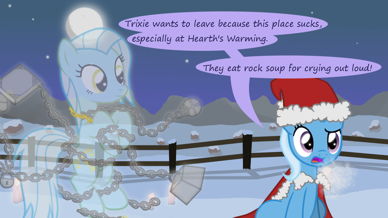 Size: 1280x720 | Tagged: safe, artist:evil-dec0y, derpibooru import, trixie, oc, pony, comic:trixie vs., comic:trixie vs. hearth's warming, christmas, clothes, comic, costume, hat, holiday, santa costume, santa hat