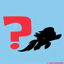 Size: 1080x1080 | Tagged: safe, derpibooru import, official, rainbow dash, pony, guess who, pokémon, question mark, rainbow dash month, silhouette, who's that pokémon