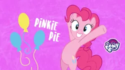 Size: 1657x931 | Tagged: safe, derpibooru import, official, pinkie pie, pony, balloon, cutie mark, facebook, my little pony logo, pinkie pie month, pinkie pie's cutie mark, smiling, solo