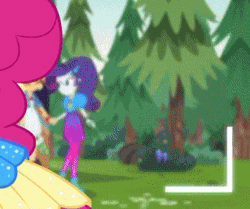Size: 318x266 | Tagged: safe, derpibooru import, screencap, applejack, pinkie pie, rarity, equestria girls, equestria girls series, five lines you need to stand in, spoiler:eqg series (season 2), animated, cropped, female, holding hands, shipping fuel