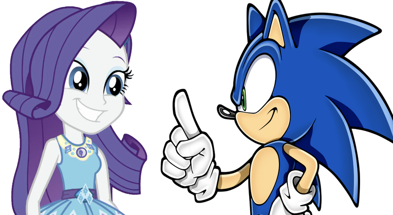 Size: 1870x1023 | Tagged: safe, artist:sonicsuperstar1991, derpibooru import, rarity, equestria girls, crossover, meeting, sonic the hedgehog (series)