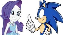 Size: 1870x1023 | Tagged: safe, artist:sonicsuperstar1991, derpibooru import, rarity, equestria girls, crossover, meeting, sonic the hedgehog (series)