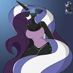 Size: 4019x4000 | Tagged: anthro, artist:skyspeardraw, bad end, corrupted, derpibooru import, female, human to anthro, merge, nightmare rarity, oc, oc:léa, permanent, possessed, safe, transformation