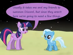 Size: 1200x900 | Tagged: safe, artist:evil-dec0y, derpibooru import, trixie, twilight sparkle, twilight sparkle (alicorn), alicorn, pony, comic:trixie vs., implied discord