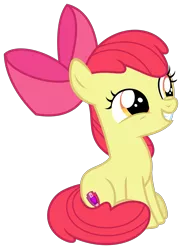 Size: 1541x1978 | Tagged: apple bloom, apple bloom's bow, artist:sketchmcreations, bow, cutie mark, derpibooru import, female, filly, going to seed, hair bow, safe, simple background, sitting, smiling, solo, the cmc's cutie marks, transparent background, vector