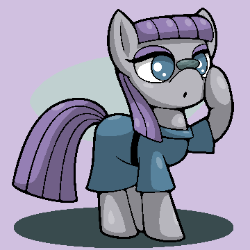 Size: 360x360 | Tagged: safe, artist:psychovdude13x, derpibooru import, boulder (pet), maud pie, earth pony, pony, cute, female, looking at something, mare, maudabetes, no pupils, solo