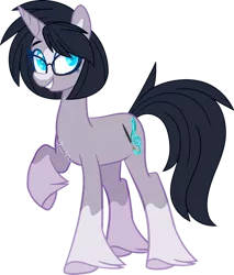 Size: 600x703 | Tagged: safe, artist:shiiazu, derpibooru import, oc, oc:sapphire belle, unofficial characters only, pony, unicorn, base used, blaze (coat marking), colored eyelashes, colored pupils, female, glasses, hooves, mare, raised eyebrow, raised leg, signature, simple background, smiling, socks (coat marking), solo, transparent background, unshorn fetlocks