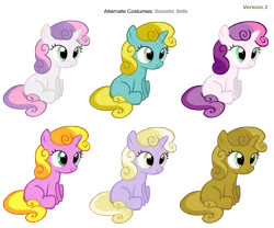 Size: 3600x3000 | Tagged: safe, artist:pika-robo, artist:stinkehund, derpibooru import, dinky hooves, sun glimmer, sunny daze, sweetie belle, sweetie belle (g3), pony, unicorn, one bad apple, alternate costumes, female, filly, foal, g3, g3 to g4, generation leap, luster dust, palette swap, recolor, simple background, sweetie gold, transparent background, vector