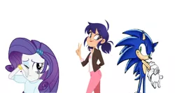 Size: 1220x650 | Tagged: safe, derpibooru import, rarity, equestria girls, 1000 hours in ms paint, crying, marinette dupain-cheng, meeting, miraculous ladybug, peace, sonic the hedgehog (series)