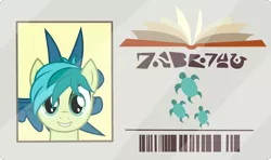 Size: 2600x1538 | Tagged: safe, artist:phucknuckl, derpibooru import, gallus, sandbar, gryphon, pony, the point of no return, bunny ears, bunny ears (gesture), bust, library card, male, solo focus, stallion, vector, wing hands, wings, written equestrian