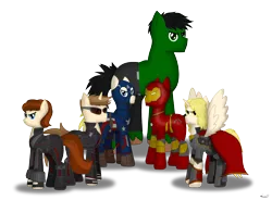 Size: 2747x2017 | Tagged: safe, artist:99999999000, derpibooru import, ponified, pony, avengers, black widow (marvel), captain america, hawkeye, iron man, marvel, simple background, the incredible hulk, thor