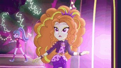 Size: 800x450 | Tagged: safe, derpibooru import, screencap, adagio dazzle, aria blaze, sonata dusk, equestria girls, equestria girls series, find the magic, spoiler:eqg series (season 2), animated, clothes, converse, doorway, gif, lights, looking around, moving, perfect loop, pigtails, ponytail, shoes, sneakers, the dazzlings, the dazzlings have returned, twintails, walking