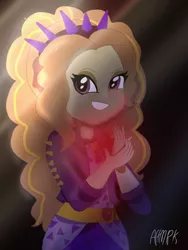 Size: 1800x2400 | Tagged: safe, artist:artmlpk, derpibooru import, adagio dazzle, equestria girls, equestria girls series, find the magic, spoiler:eqg series (season 2), adoragio, crepuscular rays, cute, female, gem, lights, siren gem, smiling, solo