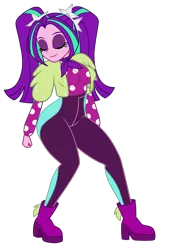 Size: 1500x2200 | Tagged: safe, artist:mashoart, derpibooru import, aria blaze, equestria girls, equestria girls series, find the magic, spoiler:eqg series (season 2), breasts, busty aria blaze, clothes, eyes closed, female, hips, pigtails, simple background, solo, thick, transparent background, twintails
