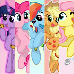 Size: 2896x2896 | Tagged: safe, artist:rainbow eevee, derpibooru import, applejack, fluttershy, pinkie pie, rainbow dash, twilight sparkle, pegasus, pony, unicorn, apple, applejack's hat, candy, collage, cookie, cotton candy, cowboy hat, cute, dashabetes, diapinkes, eating, female, food, freckles, gradient background, gummy worm, hat, hershey kisses, hoof hold, jackabetes, mouth hold, one eye closed, open mouth, shyabetes, simple background, smiling, twiabetes, underhoof