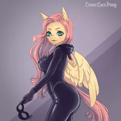 Size: 1000x1000 | Tagged: suggestive, artist:lunarlacepony, derpibooru import, fluttershy, anthro, pegasus, sparkle's seven, adorasexy, ass, badass, breasts, butt, catsuit, cute, domino mask, erect nipples, female, flutterbadass, flutterbutt, flutterspy, image, latex, latex suit, png, sexy, shyabetes, simple background, skintight clothes, solo, spy