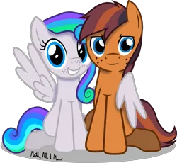 Size: 6100x5600 | Tagged: safe, artist:mattreverse, derpibooru import, oc, oc:autumn (darky) nights, oc:spectral bolt, unofficial characters only, pegasus, pony, couple, freckles, hug, simple background, transparent background, vector, winghug