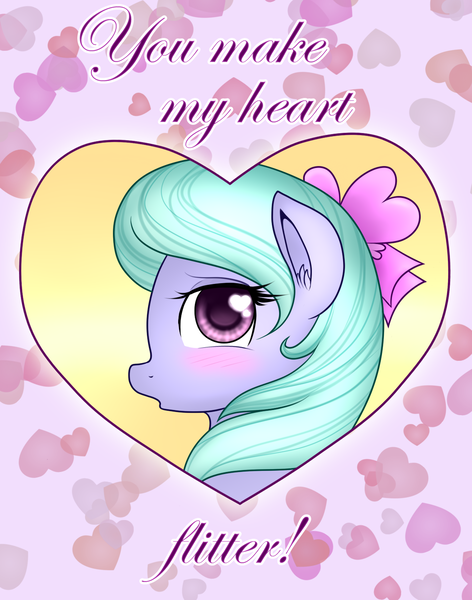 Size: 1179x1500 | Tagged: safe, artist:marikaefer, derpibooru import, flitter, pony, ask flitter and cloudchaser, blushing, holiday, solo, valentine, valentine's day