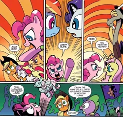Size: 624x596 | Tagged: safe, artist:andypriceart, derpibooru import, idw, apple bloom, applejack, cosmos (character), discord, fluttershy, pinkie pie, rainbow dash, rarity, scootaloo, spike, sweetie belle, dragon, earth pony, pegasus, pony, unicorn, spoiler:comic, spoiler:comic78, applejack's hat, comic, cowboy hat, facepalm, female, flag, hat, male, winged spike