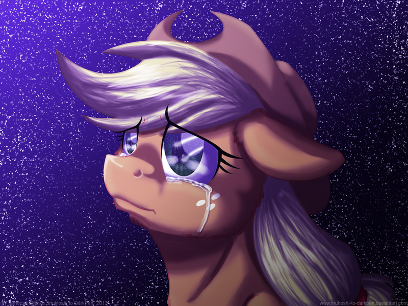 Size: 900x675 | Tagged: applejack, applejack's parents, artist:inuhoshi-to-darkpen, crying, derpibooru import, sad, safe, stars, unhapplejack