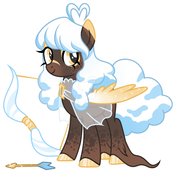 Size: 1600x1668 | Tagged: safe, artist:magicdarkart, derpibooru import, oc, pegasus, pony, arrow, bow (weapon), bow and arrow, colored wings, deviantart watermark, female, mare, obtrusive watermark, simple background, solo, transparent background, watermark, weapon, wings