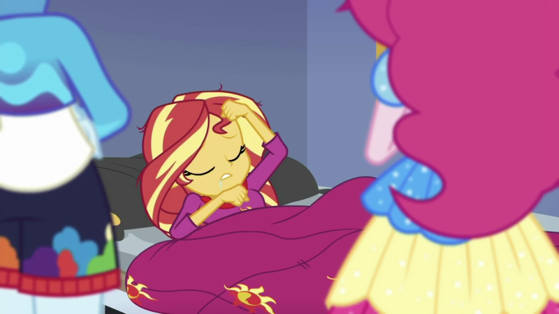 Size: 1344x756 | Tagged: safe, derpibooru import, screencap, sunset shimmer, equestria girls, equestria girls series, wake up!, spoiler:choose your own ending (season 2), spoiler:eqg series (season 2), homesick shimmer, humans doing horse things, spoiler